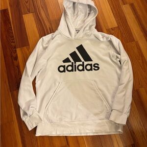 Adidas Classic White Hoodie with Black Emblem
